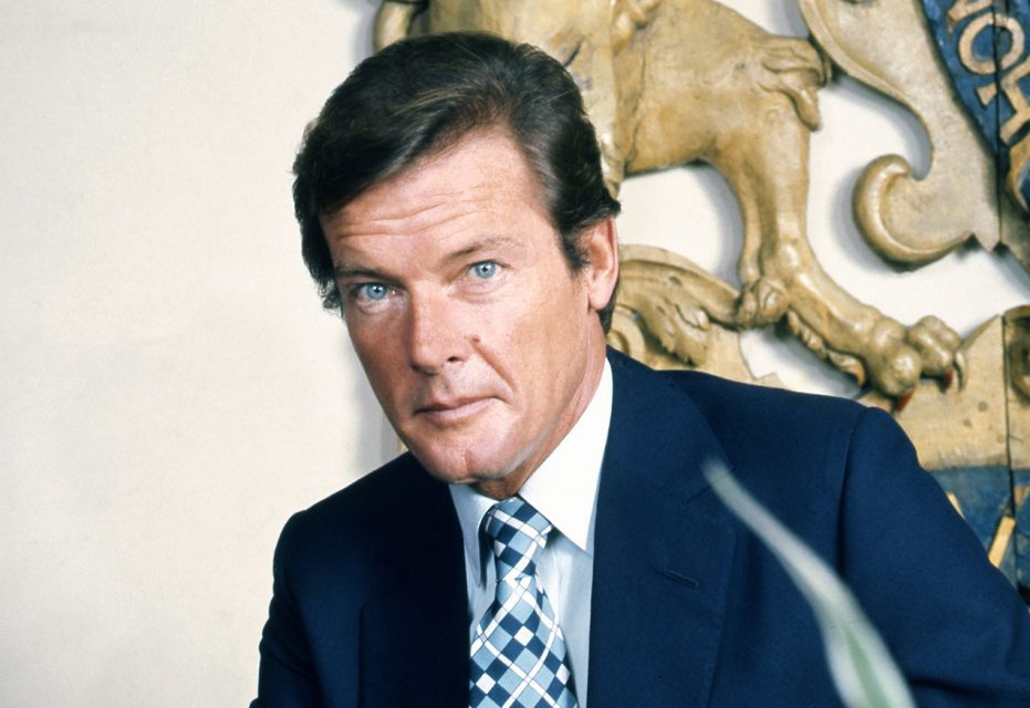 Sir Roger Moore by Allan Warren (cropped image)